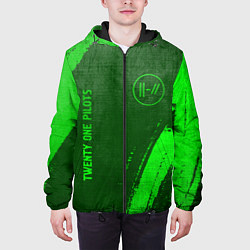 Куртка с капюшоном мужская Twenty One Pilots - green gradient вертикально, цвет: 3D-черный — фото 2