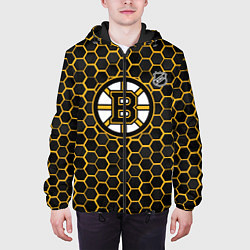 Куртка с капюшоном мужская Бостон Брюинз - черные соты, цвет: 3D-черный — фото 2