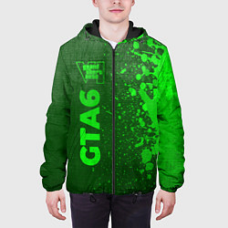 Куртка с капюшоном мужская GTA6 - green gradient по-вертикали, цвет: 3D-черный — фото 2