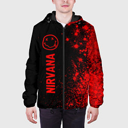 Куртка с капюшоном мужская Nirvana - red gradient по-вертикали, цвет: 3D-черный — фото 2