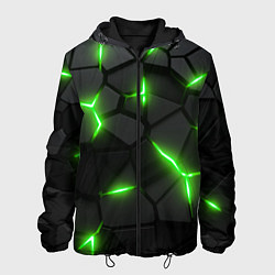 Куртка с капюшоном мужская Зеленая неоновая броня, цвет: 3D-черный