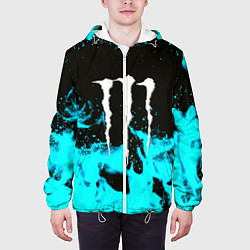 Куртка с капюшоном мужская Monster energy голубой огонь, цвет: 3D-белый — фото 2