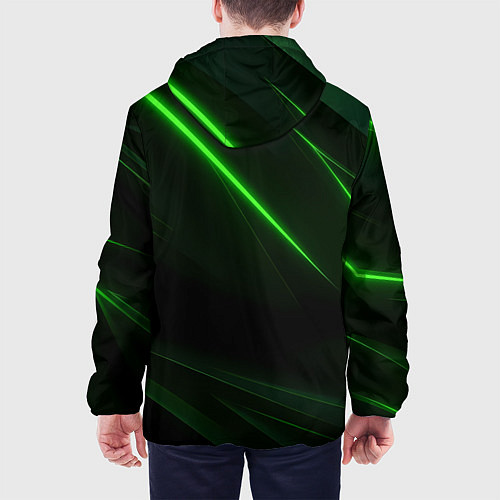 Мужская куртка Зеленая текстура с неоновыми линиями / 3D-Белый – фото 4