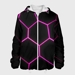 Мужская куртка Черные соты с фиолетовым неоном