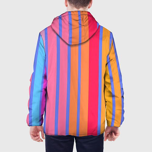 Мужская куртка Теплые цветные полосы / 3D-Белый – фото 4
