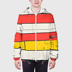 Куртка с капюшоном мужская Красные полоски, цвет: 3D-белый — фото 2