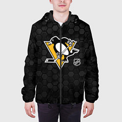 Куртка с капюшоном мужская Питтсбург Пингвинз - черные соты, цвет: 3D-черный — фото 2