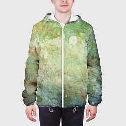 Куртка с капюшоном мужская Абстракция - faded spots on a green background, цвет: 3D-белый — фото 2