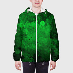 Куртка с капюшоном мужская Абстракция - green acid stains, цвет: 3D-белый — фото 2