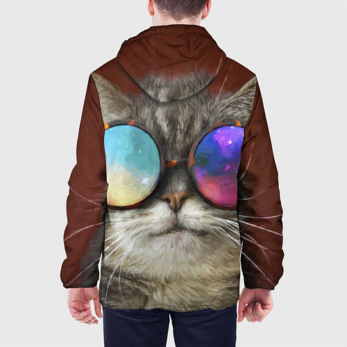 Мужская куртка A Cat with multicolored glasses / 3D-Белый – фото 4