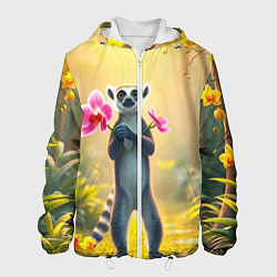 Мужская куртка Лемур несёт орхидеи для любимой