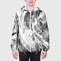 Куртка с капюшоном мужская Абстракция - grey and white swirls, цвет: 3D-белый — фото 2