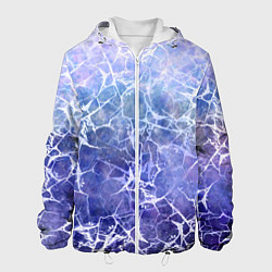 Куртка с капюшоном мужская Абстракция - white web on blue background, цвет: 3D-белый
