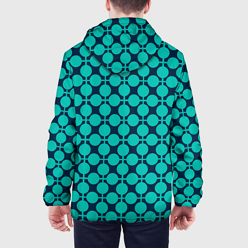 Мужская куртка Бирюзовый узор в клетку и горошек ретро / 3D-Белый – фото 4