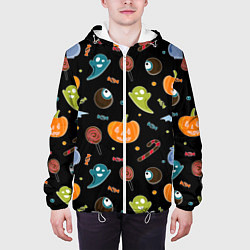 Куртка с капюшоном мужская Halloween black, цвет: 3D-белый — фото 2