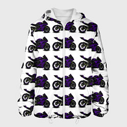 Куртка с капюшоном мужская The motorcycle is dark purple, цвет: 3D-белый