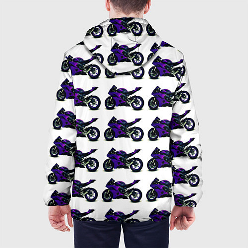 Мужская куртка Motorcycle purple gloss / 3D-Белый – фото 4