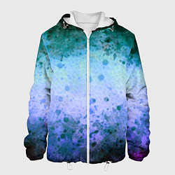 Куртка с капюшоном мужская Абстракция - blue-green acid, цвет: 3D-белый