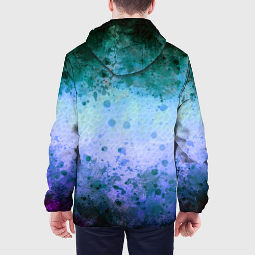 Мужская куртка Абстракция - blue-green acid / 3D-Белый – фото 4