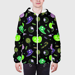 Куртка с капюшоном мужская Halloween black pumpkin pattern, цвет: 3D-белый — фото 2