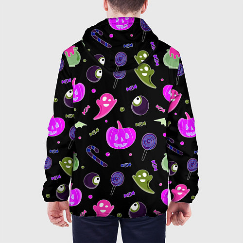 Мужская куртка Halloween pink black pumpkin / 3D-Белый – фото 4