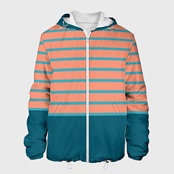 Мужская куртка Полосатый мандариновый морской рассвет с однотоном