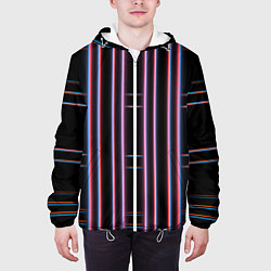 Куртка с капюшоном мужская Neon red blue black, цвет: 3D-белый — фото 2