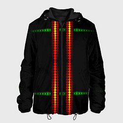 Куртка с капюшоном мужская Neon black green circles, цвет: 3D-черный
