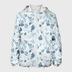 Мужская куртка Мемфис синий с серым клетчатый геометрический узор