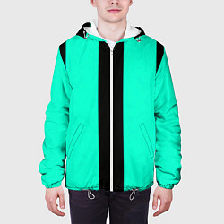Куртка с капюшоном мужская Color light blue white line, цвет: 3D-белый — фото 2