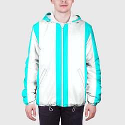Куртка с капюшоном мужская Color light blue white lines, цвет: 3D-белый — фото 2