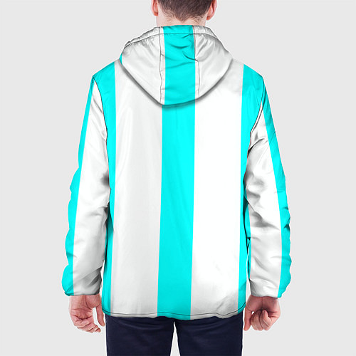 Мужская куртка Color light blue white lines / 3D-Белый – фото 4