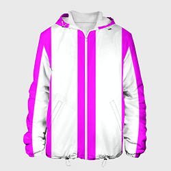 Куртка с капюшоном мужская Color white pink lines, цвет: 3D-белый