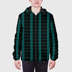 Куртка с капюшоном мужская Color blue dark stripe, цвет: 3D-черный — фото 2