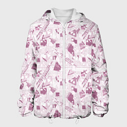 Мужская куртка Мемфис бордовый на белом геометрический клетчатый