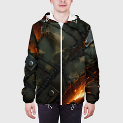 Куртка с капюшоном мужская Разорванный камуфляж с огнем, цвет: 3D-белый — фото 2