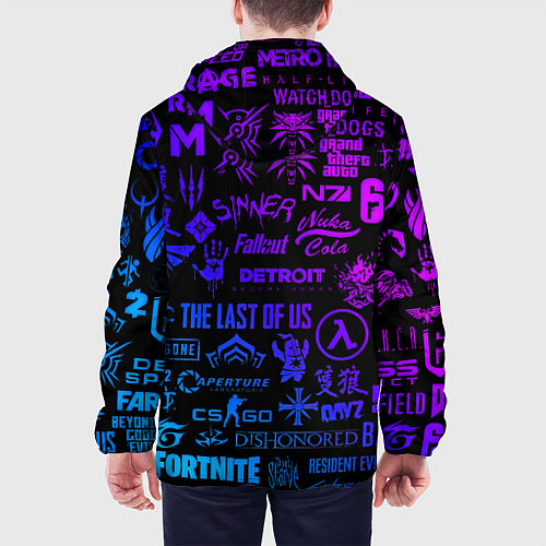 Мужская куртка Doom логотипы игр неон / 3D-Белый – фото 4