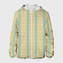 Куртка с капюшоном мужская Color beige cage light blue stripes, цвет: 3D-белый
