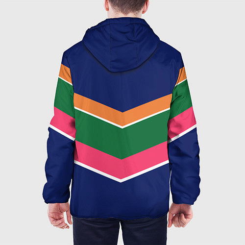 Мужская куртка Тёмно-синий спорт с полосами / 3D-Белый – фото 4