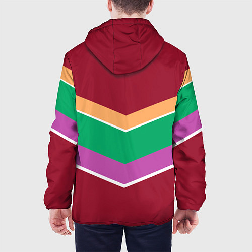 Мужская куртка Тёмный красный с полосами / 3D-Белый – фото 4