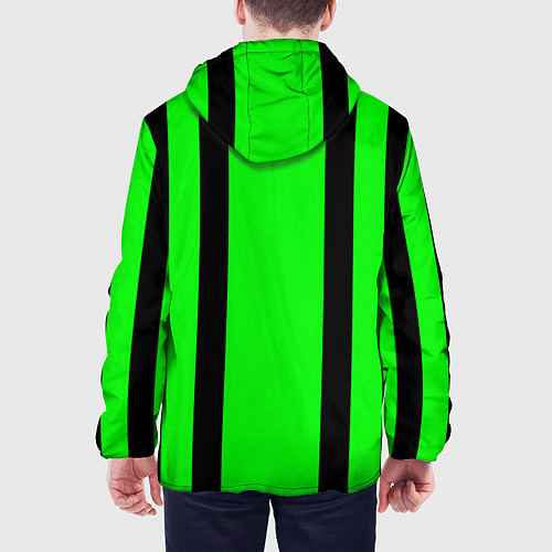 Мужская куртка Color black and green stripes / 3D-Белый – фото 4