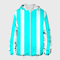 Куртка с капюшоном мужская Color blue white stripes, цвет: 3D-белый