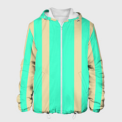 Куртка с капюшоном мужская Color blue beige stripes, цвет: 3D-белый