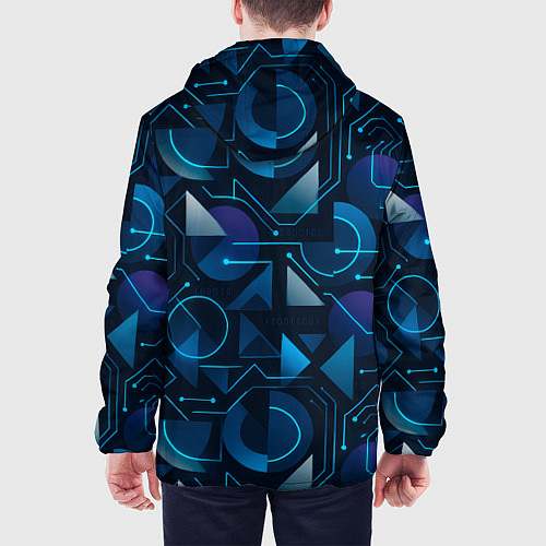 Мужская куртка Футуристическая сине-фиолетовая абстракция с хакер / 3D-Белый – фото 4