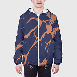 Куртка с капюшоном мужская Разломы на синем, цвет: 3D-белый — фото 2