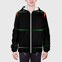Куртка с капюшоном мужская Color black green orange stripes, цвет: 3D-белый — фото 2