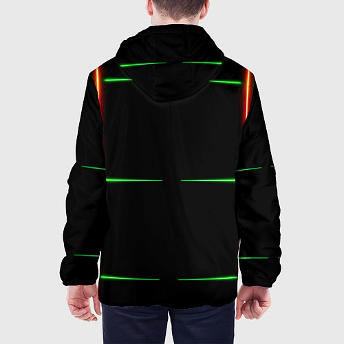 Мужская куртка Color black green orange stripes / 3D-Белый – фото 4