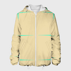 Куртка с капюшоном мужская Color beige green stripes, цвет: 3D-белый
