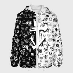 Куртка с капюшоном мужская Doom ачивки паттерн, цвет: 3D-белый