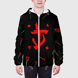 Куртка с капюшоном мужская Doom rose pattern, цвет: 3D-белый — фото 2